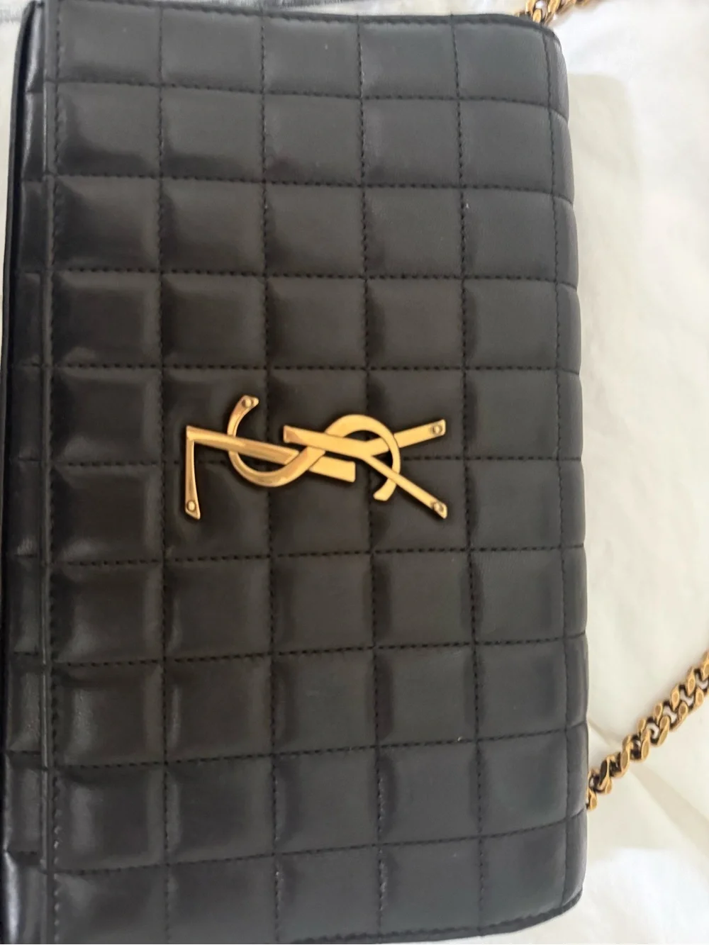 Saint Laurent Black Quilted Leather Shoulder Bag with Gold YSL Chain - Picture 3 of 11
